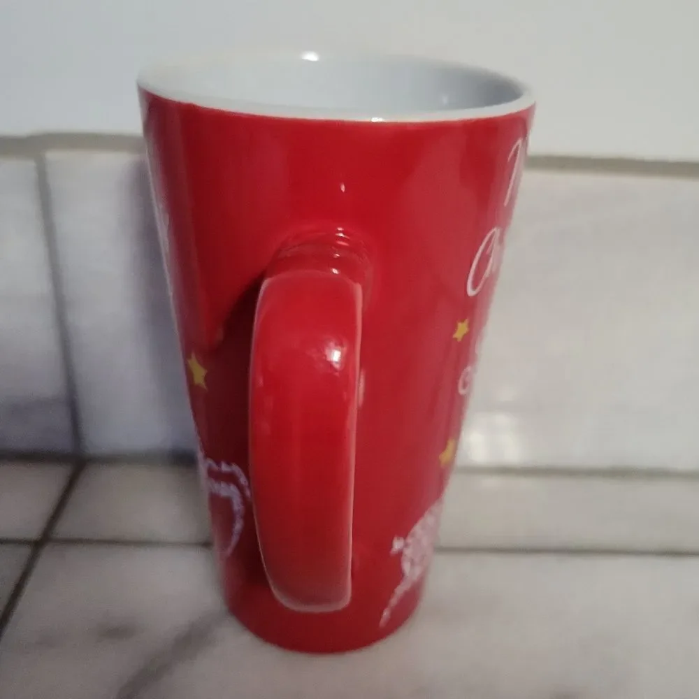 Merry Christmas tall ceramic coffee hot tea hot cocoa bar mug 16 oz
